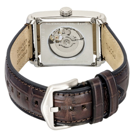 Fossil Carraway Herrenuhr mit Krokodillederarmband, offenem Herzmotiv, blauem Zifferblatt und Automatikwerk ME3273