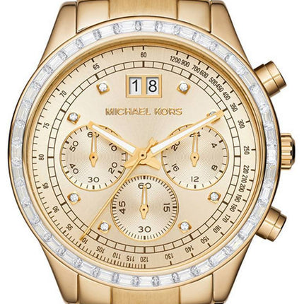 Michael Kors Brinkley Chronograph Goldton Kristalle MK6187 Damenuhr