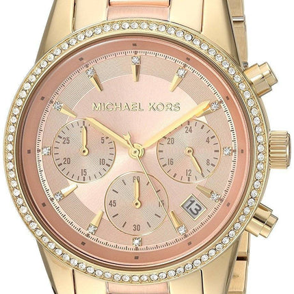 Michael Kors Ritz Chronograph Quarz Diamant Akzent MK6475 Damenuhr