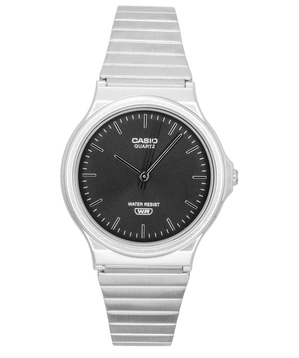 Casio Analog-Uhr aus Edelstahl mit silbernem Sonnenschliff-Zifferblatt, Quarz, Modell MQ-24DA-1A, Unisex