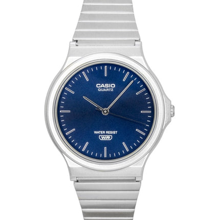 Casio Analog-Uhr aus Edelstahl mit blauem Zifferblatt, Quarzwerk, Modell MQ-24DA-2A, Unisex