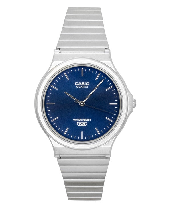Casio Analog-Uhr aus Edelstahl mit blauem Zifferblatt, Quarzwerk, Modell MQ-24DA-2A, Unisex