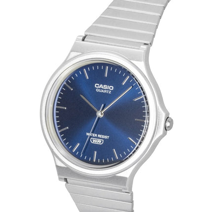 Casio Analog-Uhr aus Edelstahl mit blauem Zifferblatt, Quarzwerk, Modell MQ-24DA-2A, Unisex
