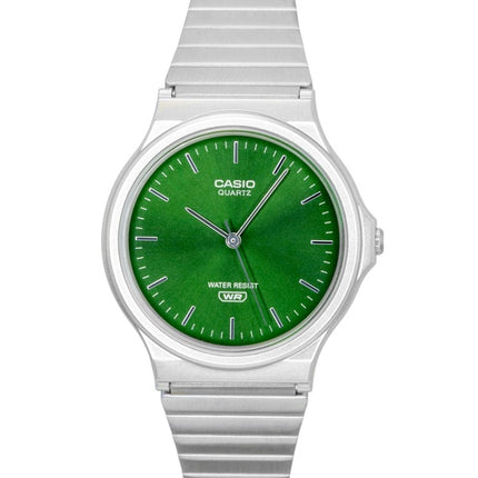 Casio Analog-Uhr aus Edelstahl mit grünem Zifferblatt, Quarzwerk, Modell MQ-24DA-3A, Unisex