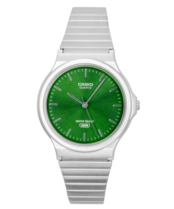 Casio Analog-Uhr aus Edelstahl mit grünem Zifferblatt, Quarzwerk, Modell MQ-24DA-3A, Unisex