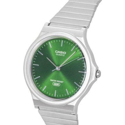 Casio Analog-Uhr aus Edelstahl mit grünem Zifferblatt, Quarzwerk, Modell MQ-24DA-3A, Unisex