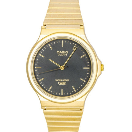 Casio Analoguhr mit Harzarmband, schwarzem Zifferblatt, Quarzwerk, Modell MQ-24GA-1A, Unisex