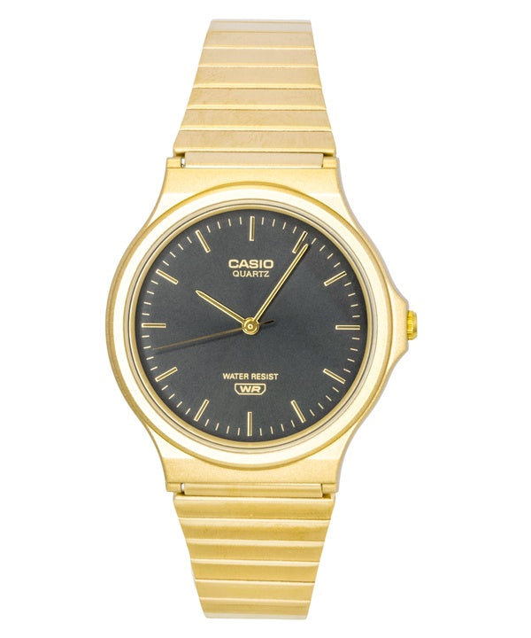 Casio Analoguhr mit Harzarmband, schwarzem Zifferblatt, Quarzwerk, Modell MQ-24GA-1A, Unisex