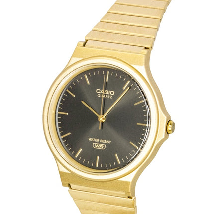 Casio Analoguhr mit Harzarmband, schwarzem Zifferblatt, Quarzwerk, Modell MQ-24GA-1A, Unisex
