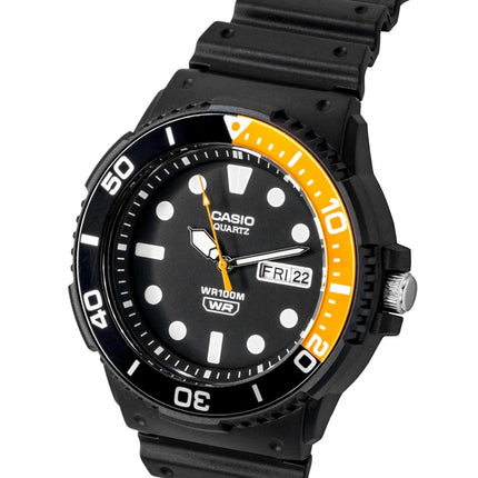 Casio analoge Herrenuhr mit Kunstharzarmband, schwarzes Zifferblatt, Quarz MRW-230H-1E4V 100M