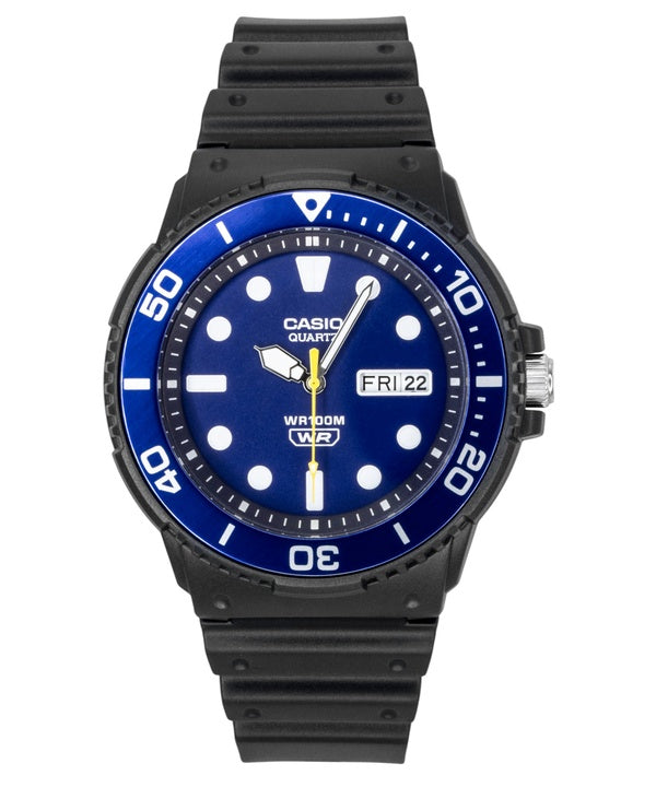 Casio Herrenuhr mit analogem Harzarmband, blauem Zifferblatt und Quarz MRW-230H-2EV 100M