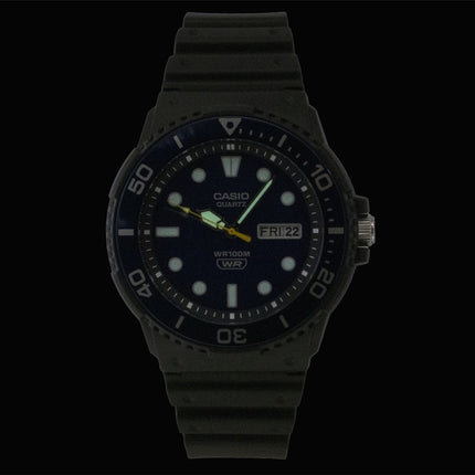 Casio Herrenuhr mit analogem Harzarmband, blauem Zifferblatt und Quarz MRW-230H-2EV 100M