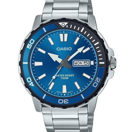 Casio Standard Analog Edelstahl Blaues Zifferblatt Quarz MTD-125D-2A1V 100M Herrenuhr