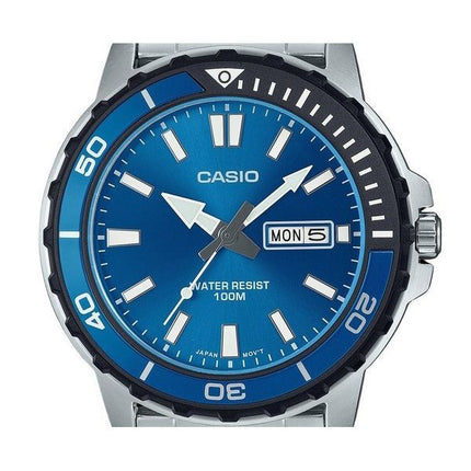 Casio Standard Analog Edelstahl Blaues Zifferblatt Quarz MTD-125D-2A1V 100M Herrenuhr
