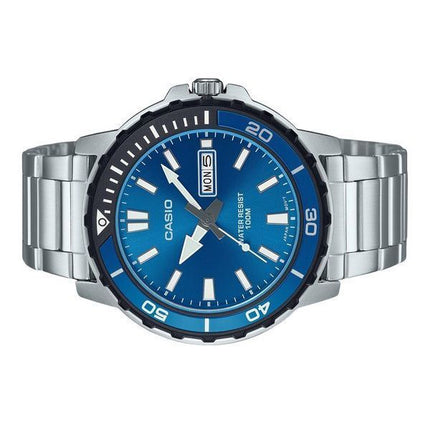 Casio Standard Analog Edelstahl Blaues Zifferblatt Quarz MTD-125D-2A1V 100M Herrenuhr