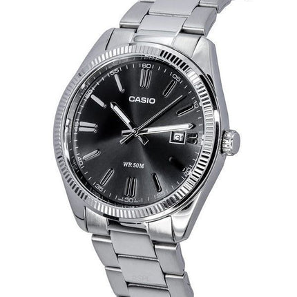 Casio Standard Analog Edelstahl schwarzes Zifferblatt Quarz MTP-1302D-1A1 Herrenuhr