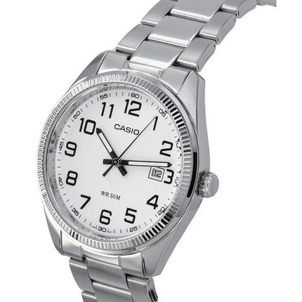 Casio Standard Analog Edelstahl weißes Zifferblatt Quarz MTP-1302D-7B Herrenuhren