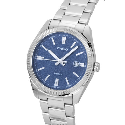 Casio Standard Analog Edelstahl Blaues Zifferblatt Quarz MTP-1302DA-2A1V Herrenuhr