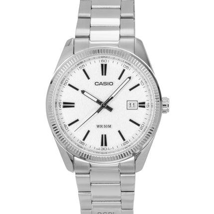 Casio Standard Analog Edelstahl Weißes Zifferblatt Quarz MTP-1302DA-7AV Unisex Uhr