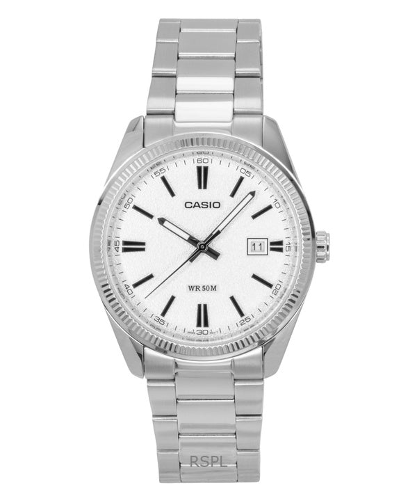 Casio Standard Analog Edelstahl Weißes Zifferblatt Quarz MTP-1302DA-7AV Unisex Uhr