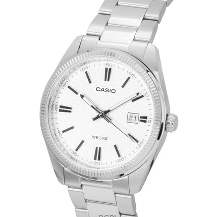 Casio Standard Analog Edelstahl Weißes Zifferblatt Quarz MTP-1302DA-7AV Unisex Uhr