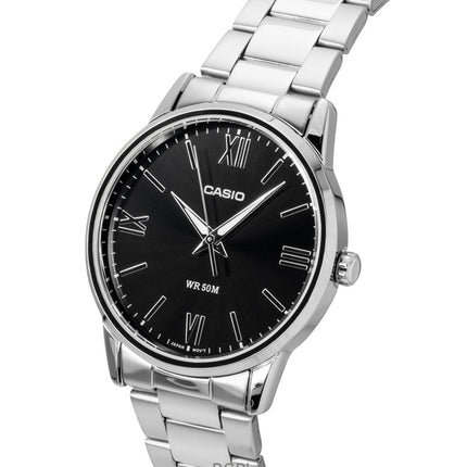 Casio Analog Edelstahl Schwarzes Zifferblatt Quarz MTP-1303DD-1AV Herrenuhr