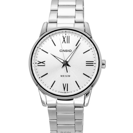 Casio Analog Herrenuhr aus Edelstahl mit silbernem Zifferblatt und Quarzwerk, Modell MTP-1303DD-7AV