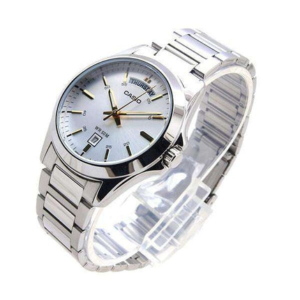 Casio Classic Analog Edelstahl Silber Zifferblatt Quarz MTP-1370D-7A2 Herrenuhr