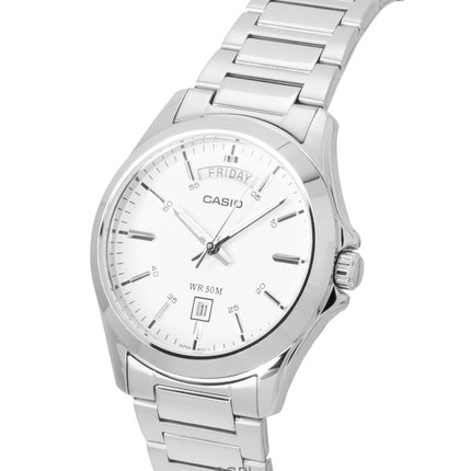 Casio Standard Analog Edelstahl Weißes Zifferblatt Quarz MTP-1370D-7A3V Herrenuhr