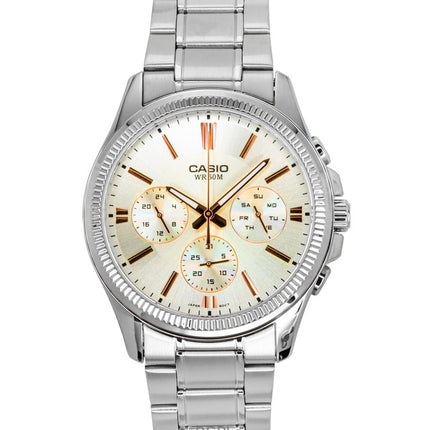 Casio Enticer Analog Edelstahl Silber Zifferblatt Quarz MTP-1375D-7A2V Herrenuhr