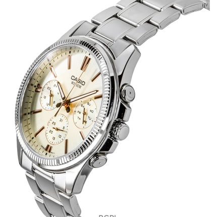 Casio Enticer Analog Edelstahl Silber Zifferblatt Quarz MTP-1375D-7A2V Herrenuhr