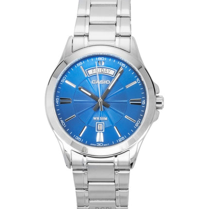 Casio Standard Analog Edelstahl Blaues Zifferblatt Quarz MTP-1381D-2AV Herrenuhr