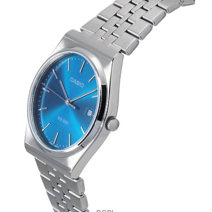 Casio Standard Analog Edelstahl blaues Zifferblatt Quarz MTP-B145D-2A2 Herrenuhr