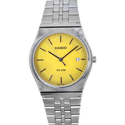 Casio Standard Analog Edelstahl Gelbes Zifferblatt Quarz MTP-B145D-9AV Unisex-Uhr