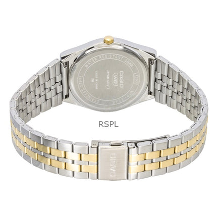 Casio Analog Zweifarbige Edelstahl Schwarzes Zifferblatt Quarz MTP-B145SG-1AV Herrenuhr