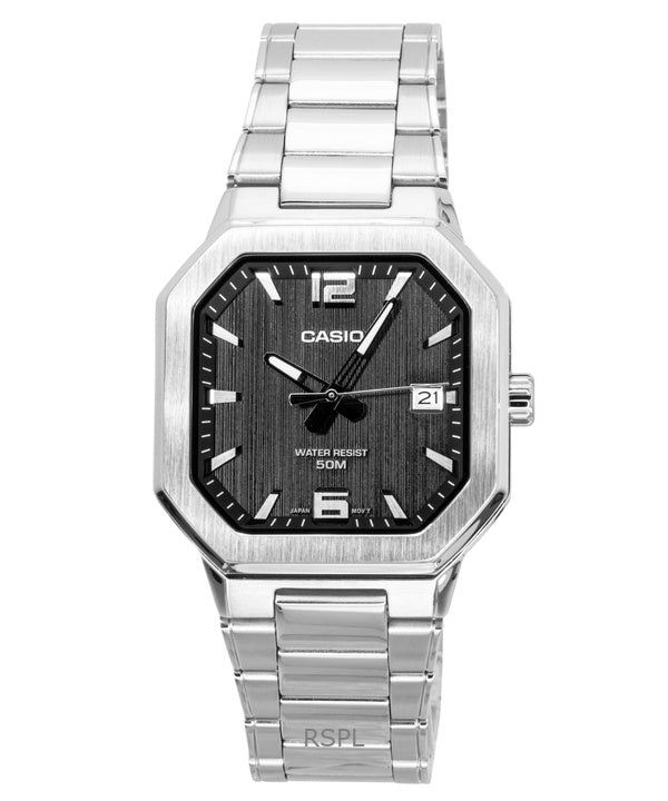 Casio Analog Edelstahl Schwarzes Zifferblatt Quarz MTP-B195D-1AV Herrenuhr