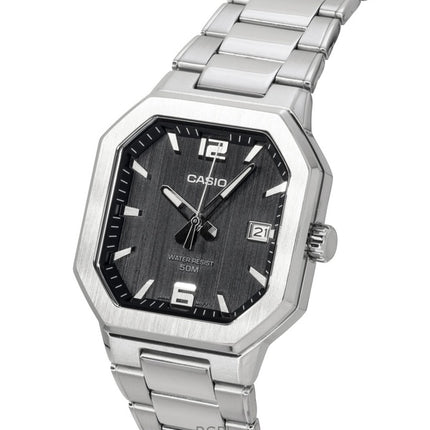 Casio Analog Edelstahl Schwarzes Zifferblatt Quarz MTP-B195D-1AV Herrenuhr