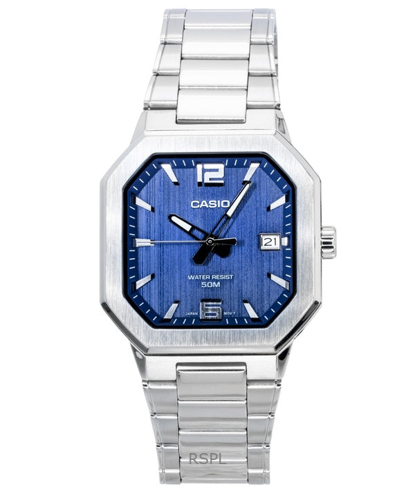 Casio Analog Edelstahl Blaues Zifferblatt Quarz MTP-B195D-2AV Herrenuhr