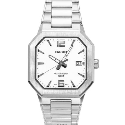 Casio Analog Edelstahl Silbernes Zifferblatt Quarz MTP-B195D-7AV Herrenuhr