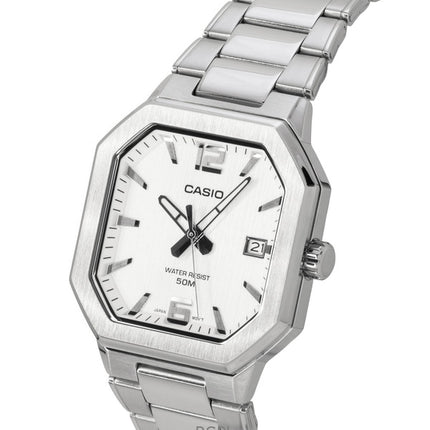 Casio Analog Edelstahl Silbernes Zifferblatt Quarz MTP-B195D-7AV Herrenuhr