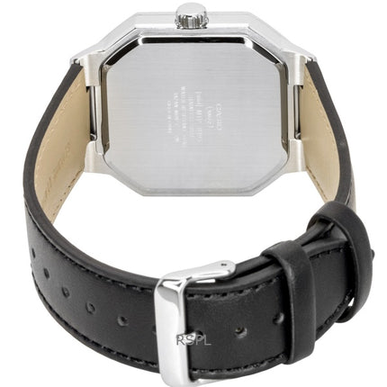 Casio Herrenuhr mit analogem Lederarmband, grünem Zifferblatt und Quarzwerk, Modell MTP-B195L-3AV