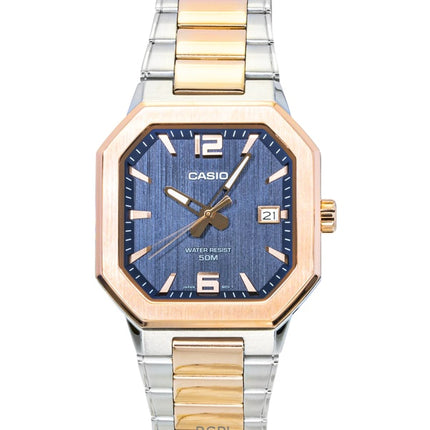 Casio Analog Zweifarbige Edelstahl Schwarzes Zifferblatt Quarz MTP-B195RG-2AV Herrenuhr