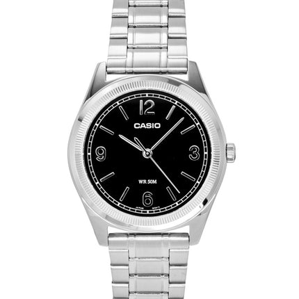 Casio Standard Analog Herrenuhr aus Edelstahl mit schwarzem Zifferblatt und Quarzwerk MTP-B210D-1AV