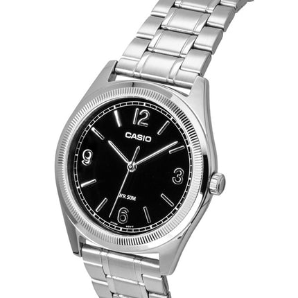 Casio Standard Analog Herrenuhr aus Edelstahl mit schwarzem Zifferblatt und Quarzwerk MTP-B210D-1AV
