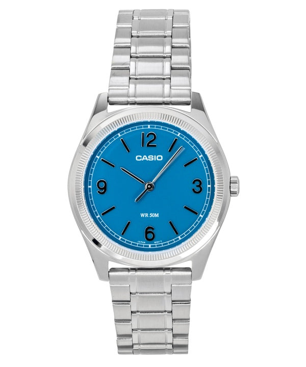 Casio Standard Analog Herrenuhr aus Edelstahl mit türkisblauem Zifferblatt und Quarzwerk, Modell MTP-B210D-2A1V