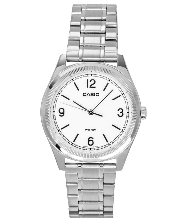 Casio Standard Analog Herrenuhr aus Edelstahl mit weißem Zifferblatt und Quarzwerk MTP-B210D-7AV