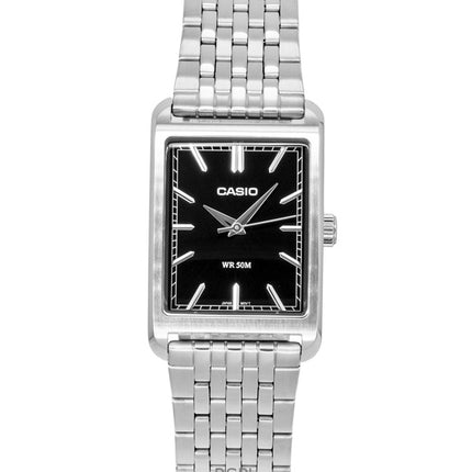 Casio Analog Edelstahl Schwarzes Zifferblatt Quarz MTP-B215D-1AV Herrenuhr