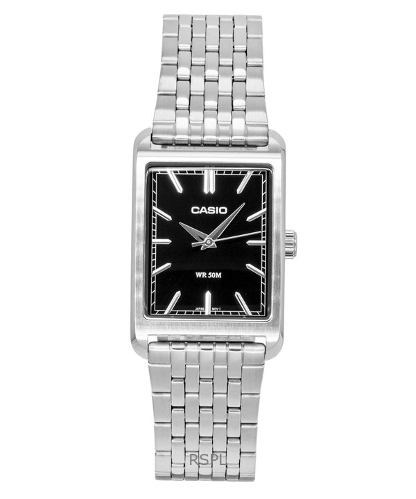 Casio Analog Edelstahl Schwarzes Zifferblatt Quarz MTP-B215D-1AV Herrenuhr