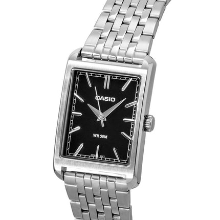 Casio Analog Edelstahl Schwarzes Zifferblatt Quarz MTP-B215D-1AV Herrenuhr