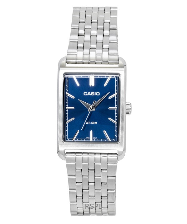 Casio Analog Edelstahl Blaues Zifferblatt Quarz MTP-B215D-2AV Herrenuhr